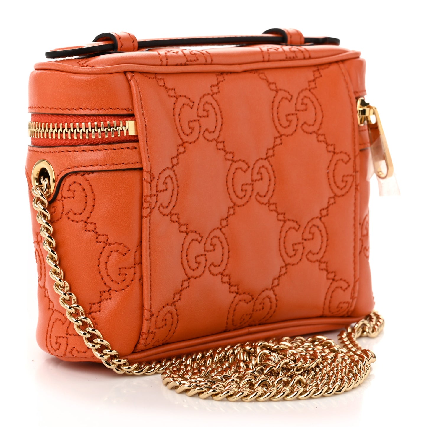 Calfskin GG Matelasse Mini Top Handle Bag Deep Orange