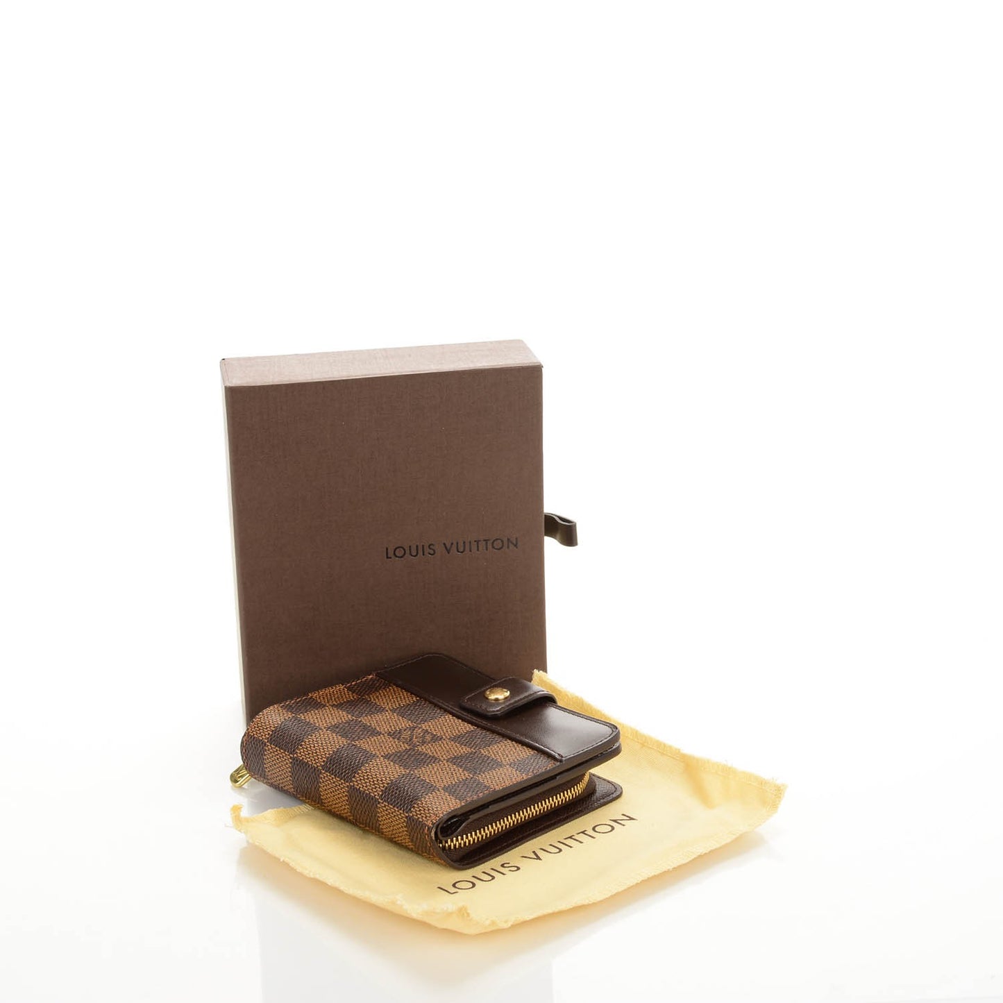 Damier Ebene Zippe Zipped Compact Wallet