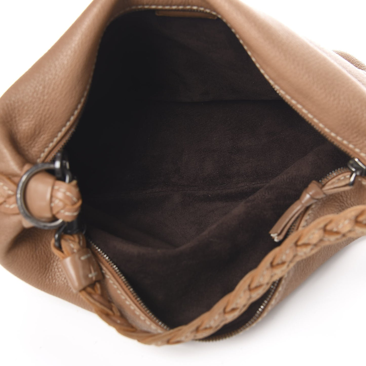 Cervo Deerskin Braided Shoulder Bag Camel