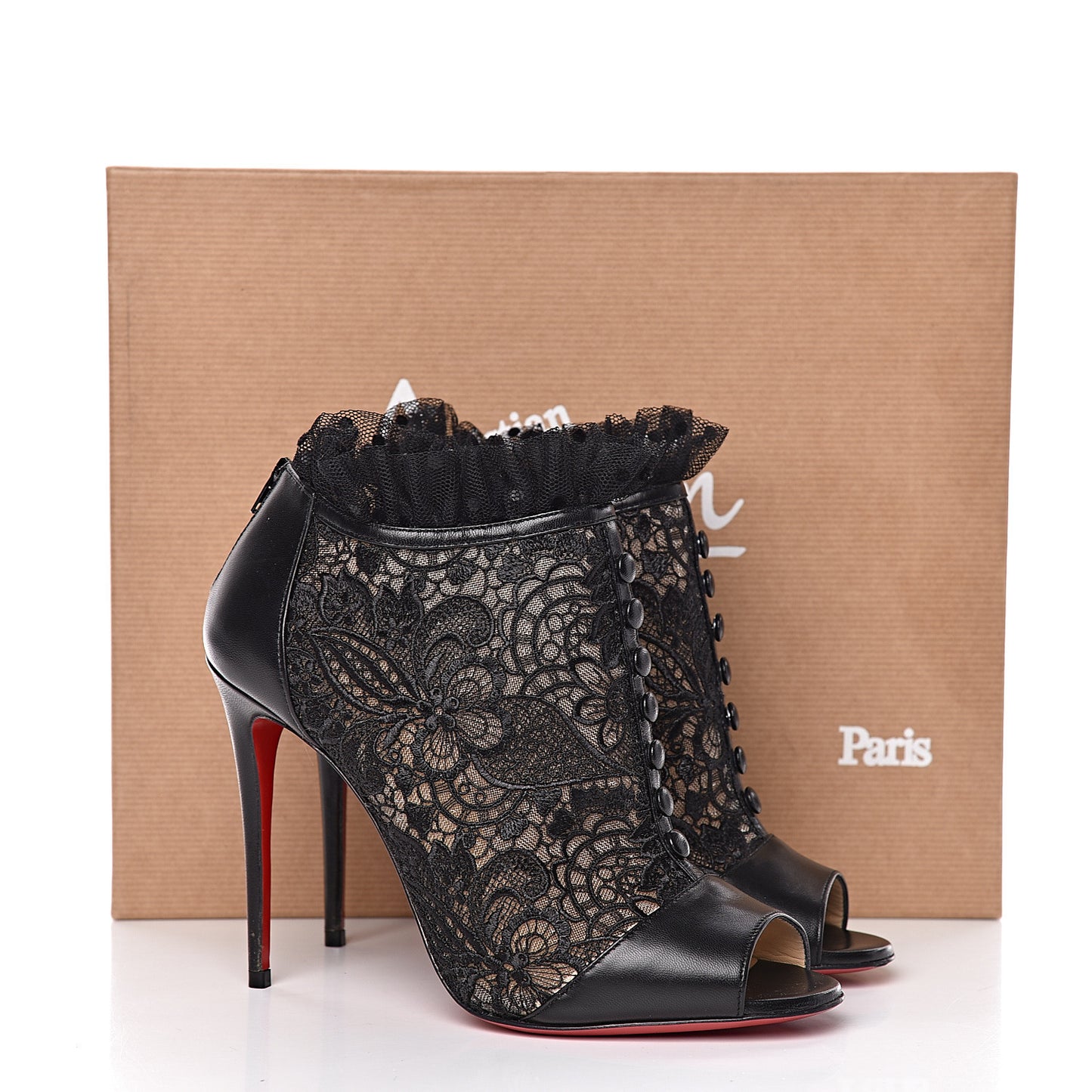 Lace Kid Henrietta 100 Booties 38 Black
