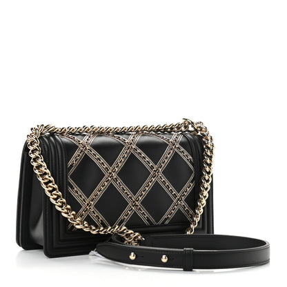 Chanel Calfskin Quilted Medium Chain Boy Flap Black 3 of 11