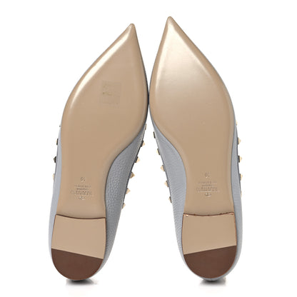 Valentino Garavani Pebbled Calfskin Rockstud Ballerina Flats 40 Pastel Grey 6 of 9