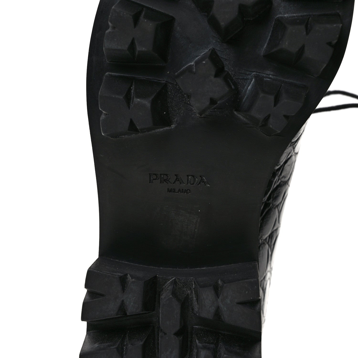 Prada Crocodile Lace Up 50mm Loafers 39 Black 6 of 8