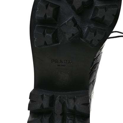 Prada Crocodile Lace Up 50mm Loafers 39 Black 6 of 8