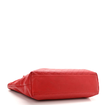 Gucci Guccissima Medium Zippered Shopping Tote Red 4 of 12