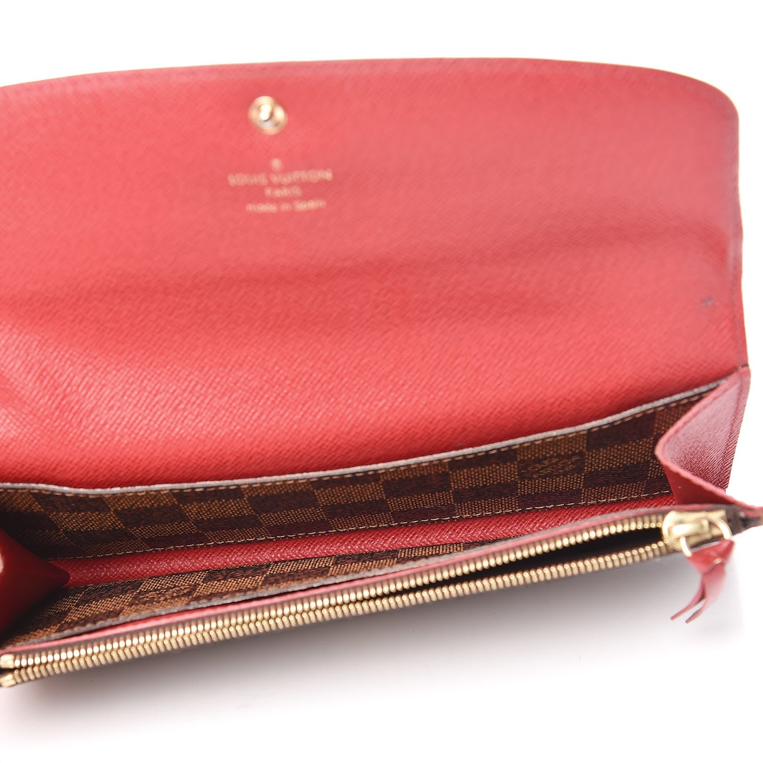 Louis Vuitton Damier Ebene Emilie Wallet Red 5 of 10