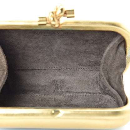 Bottega Veneta Gilded Waxed Leather Knot Clutch Gold Green 5 of 13