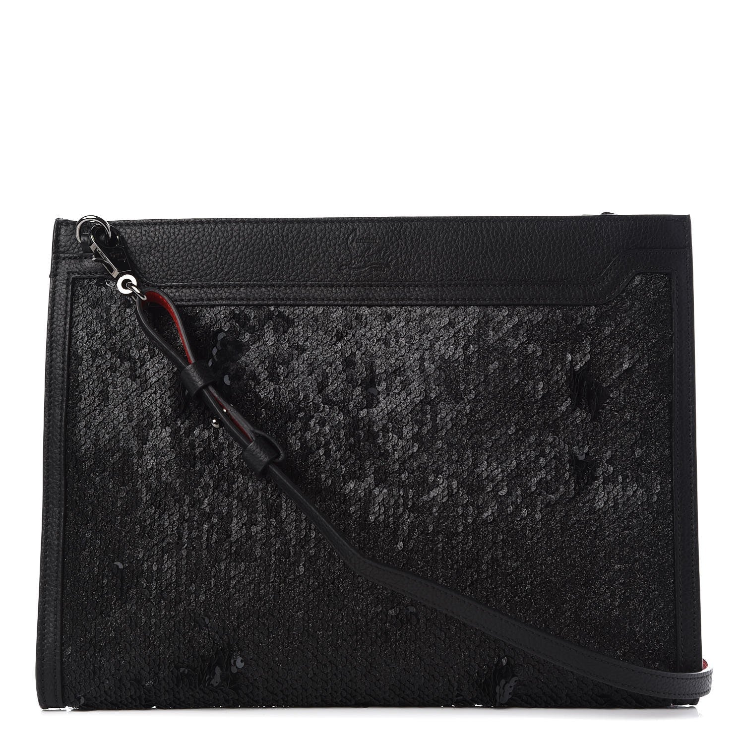 Christian Louboutin Pailette Calfskin Skypouch Crossbody Clutch Charbon 1 of 8