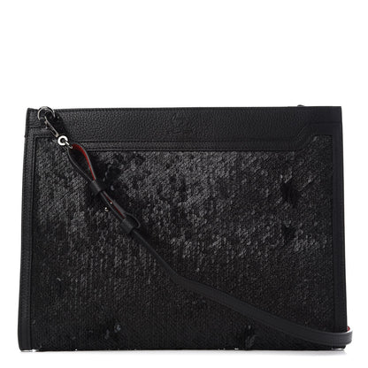Christian Louboutin Pailette Calfskin Skypouch Crossbody Clutch Charbon 1 of 8
