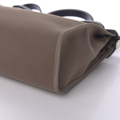 Hermes Vache Hunter Toile Herbag Zip 31 PM Etoupe Bleu Saphir 7 of 9