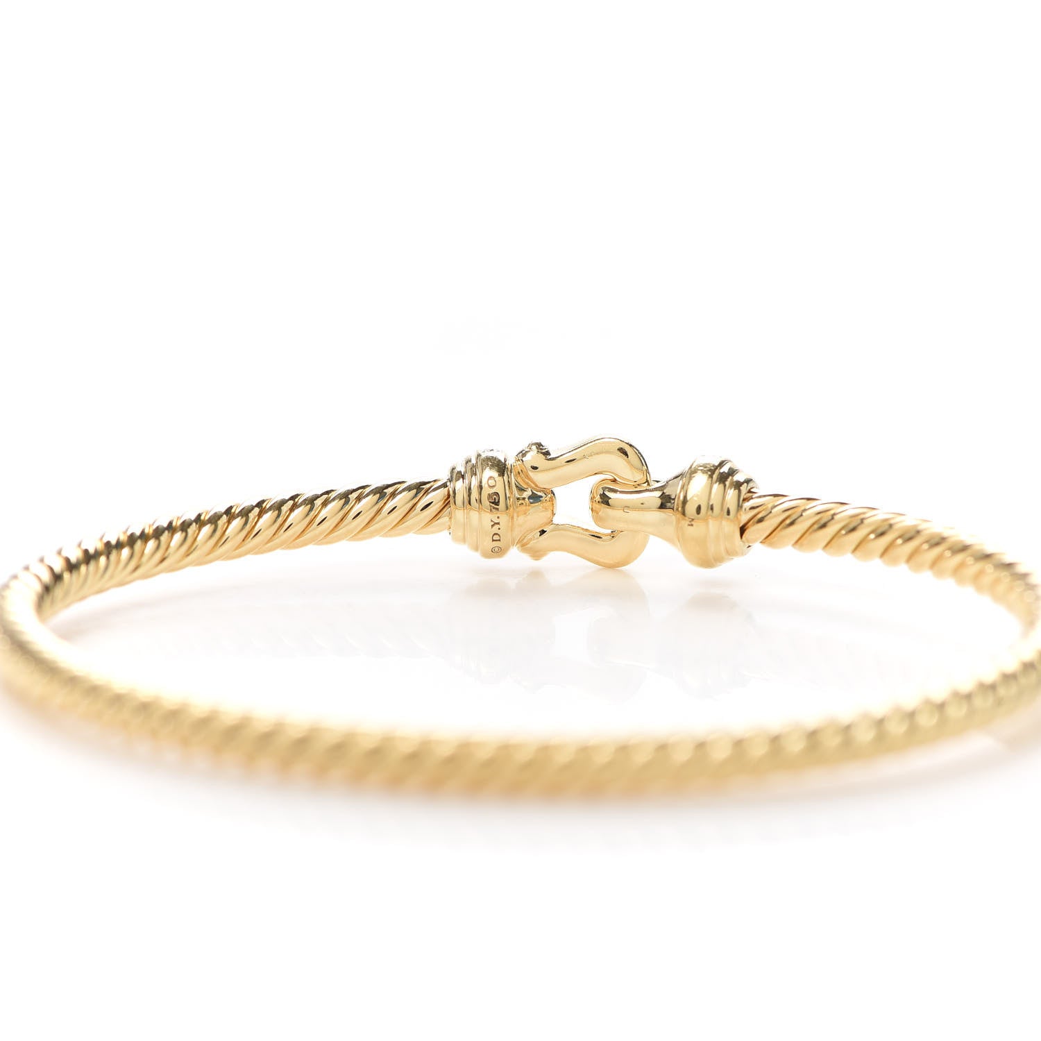 David Yurman 18K Yellow Gold Diamond 3.5mm Cable Buckle Bracelet 4 of 6