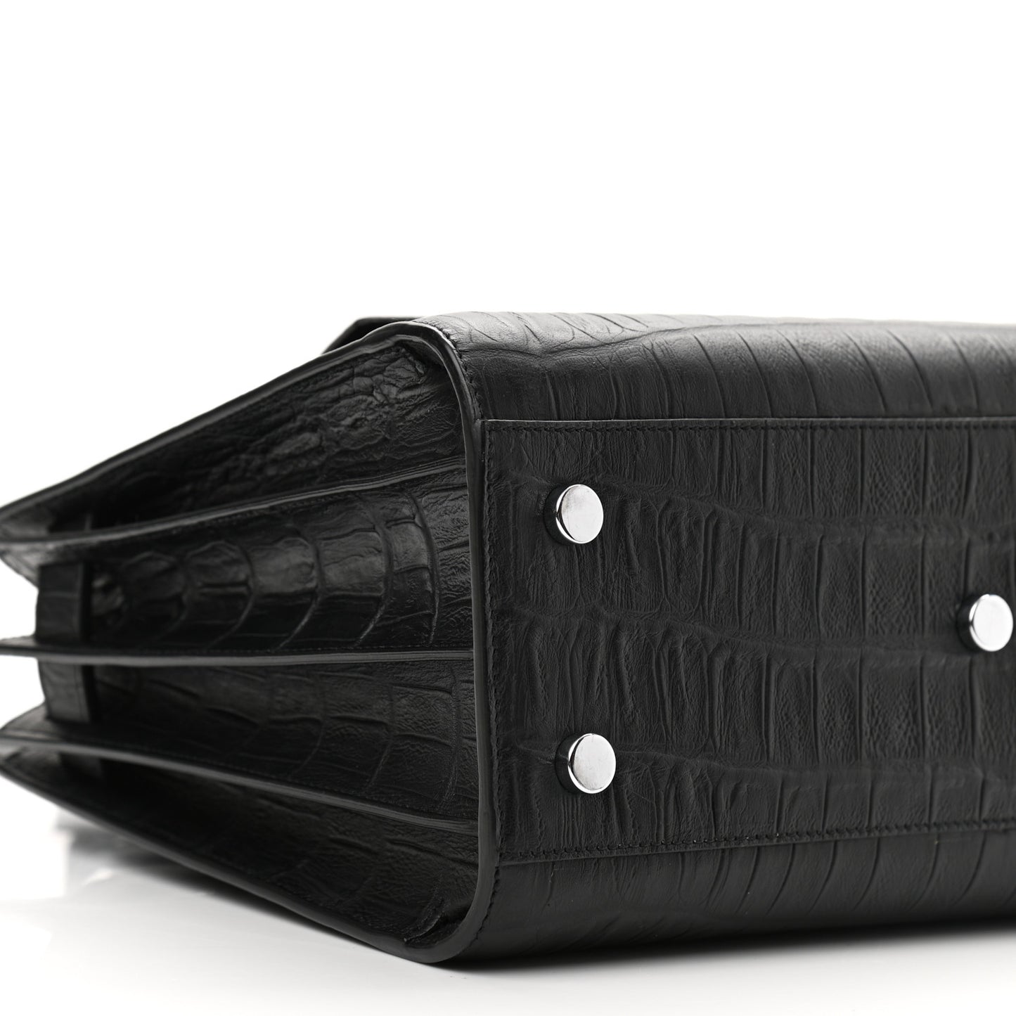 Calfskin Crocodile Embossed Baby Sac De Jour Black