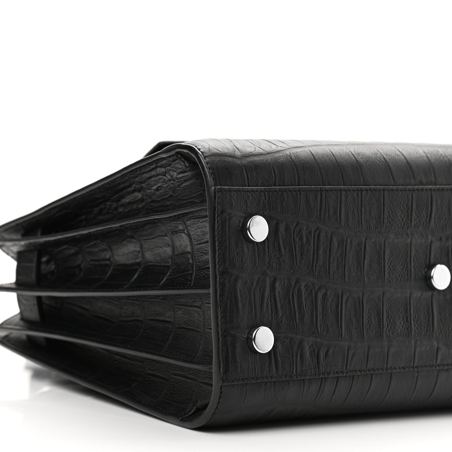 Saint Laurent Calfskin Crocodile Embossed Baby Sac De Jour Black 9 of 10