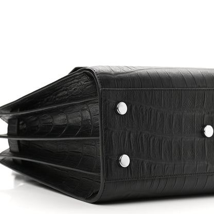 Saint Laurent Calfskin Crocodile Embossed Baby Sac De Jour Black 9 of 10