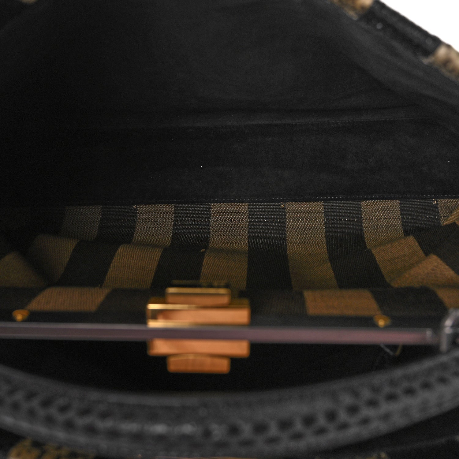 Fendi Snakeskin Striped Large Peekaboo Iconic Satchel Natural Black 6 of 9