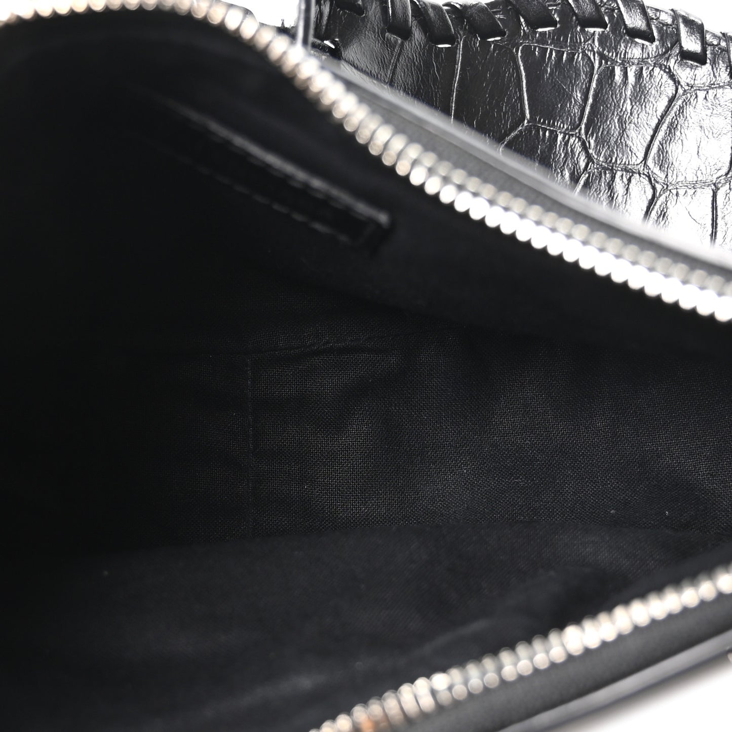 Extra Supple Calfskin Crystal Crocodile Embossed Le Cagole Shoulder Bag XS Black