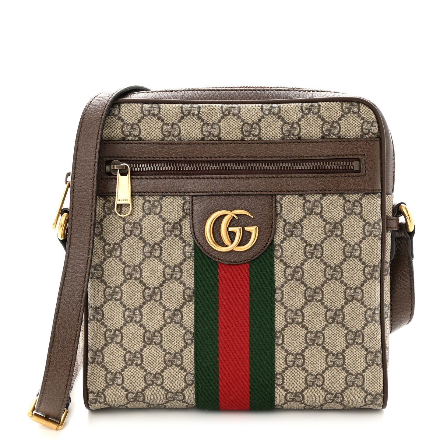 GG Supreme Monogram Web Small Ophidia Messenger Bag Brown