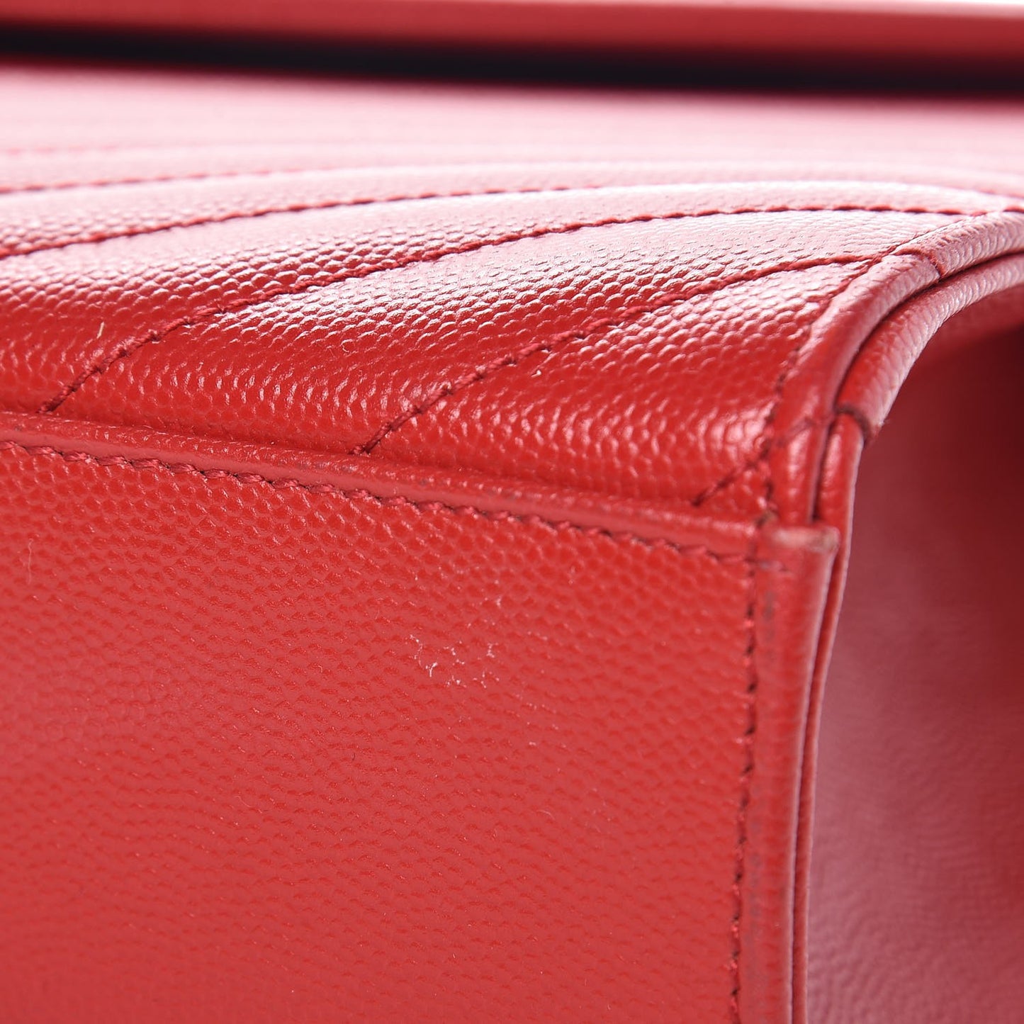 Grain De Poudre Matelasse Chevron Large Monogram Satchel Lipstick Red