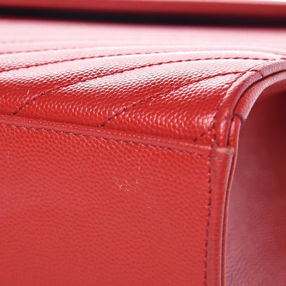 Saint Laurent Grain De Poudre Matelasse Chevron Large Monogram Satchel Lipstick Red 11 of 12