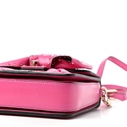 Valentino Garavani Pebbled Calfskin Rockstud Bow Top Handle Bag Pink Orchid 8 of 9
