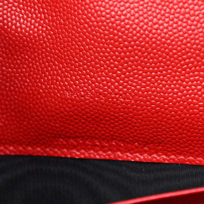 Saint Laurent Grain De Poudre Matelasse Chevron Monogram Envelope Chain Wallet New Red 7 of 12