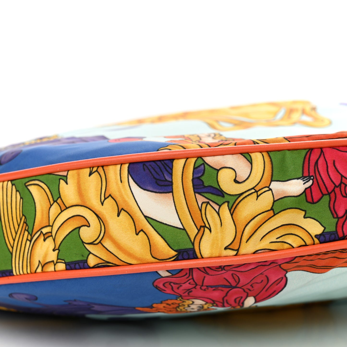 Nylon Calfskin Medusa Renaissance Print Hobo Bag Multicolor