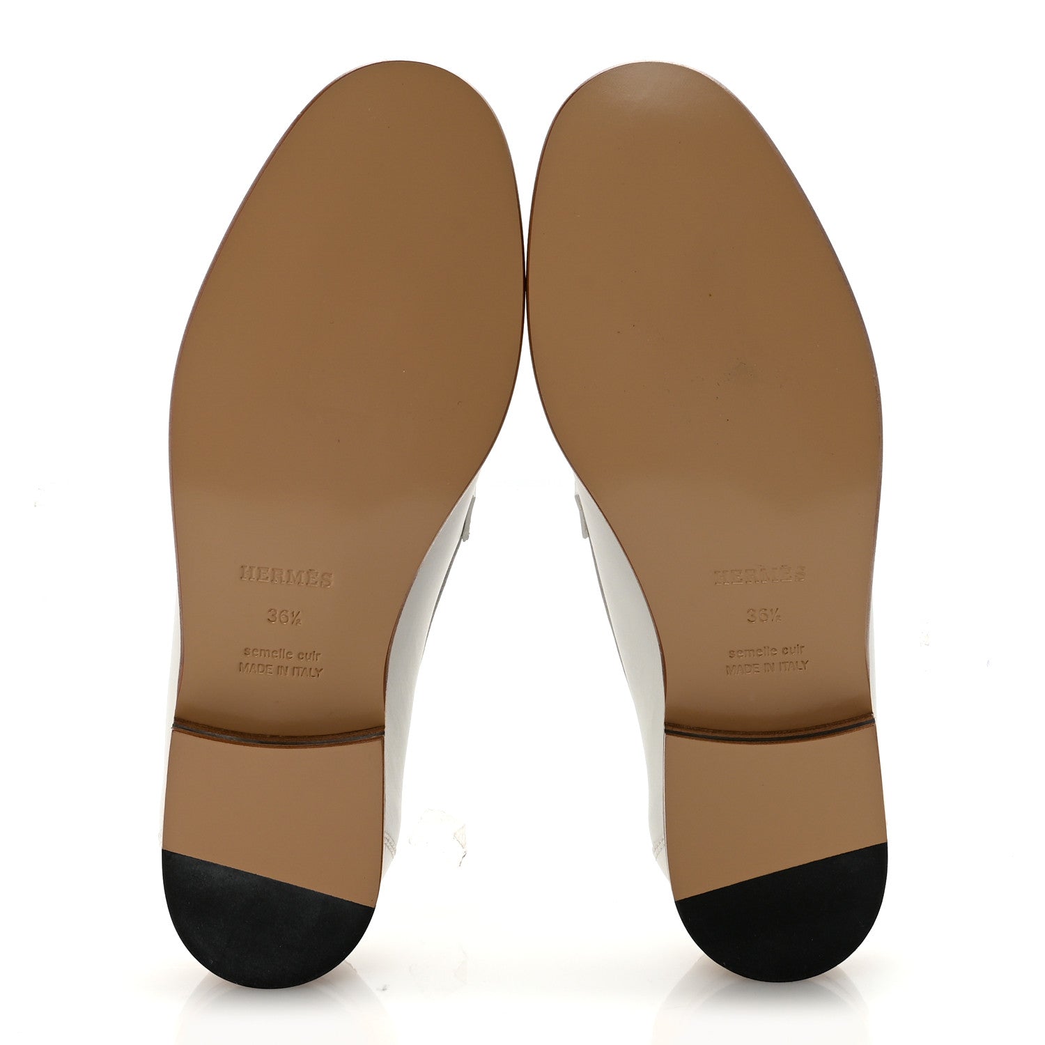 Hermes Calfskin Womens Destin Loafers 36.5 White 6 of 10