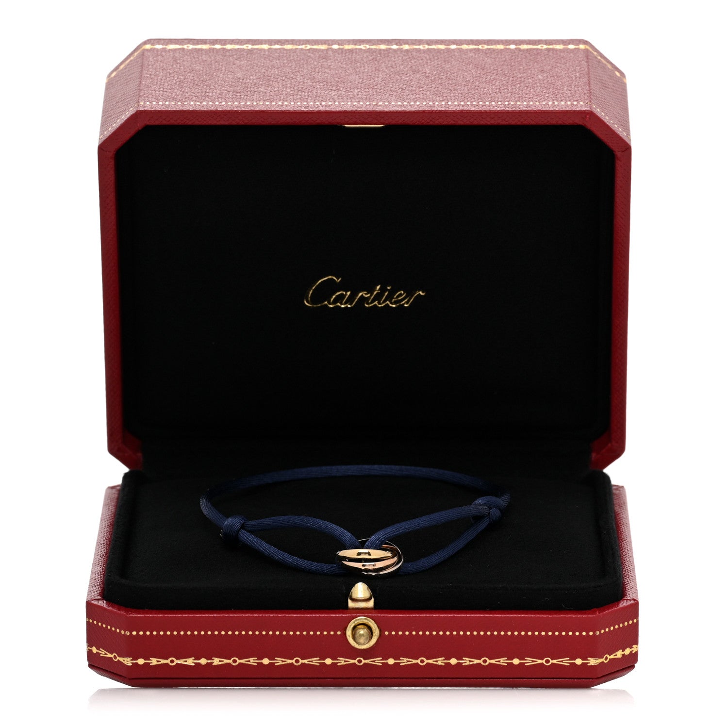 Cartier 18K Pink Yellow White Gold Trinity Adjustable Cord Bracelet Blue 5 of 5