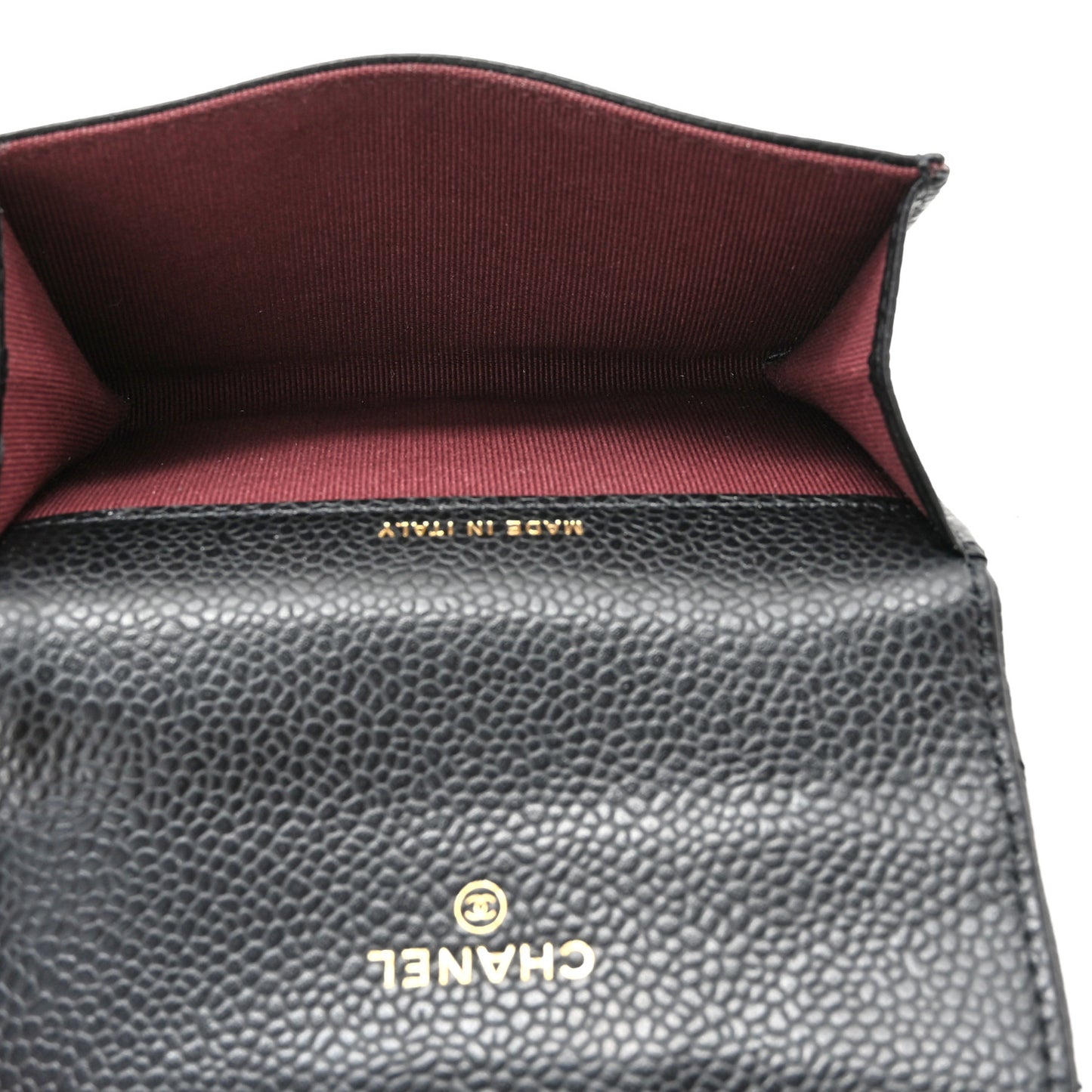 Caviar Quilted Flap Card Holder Wallet Black