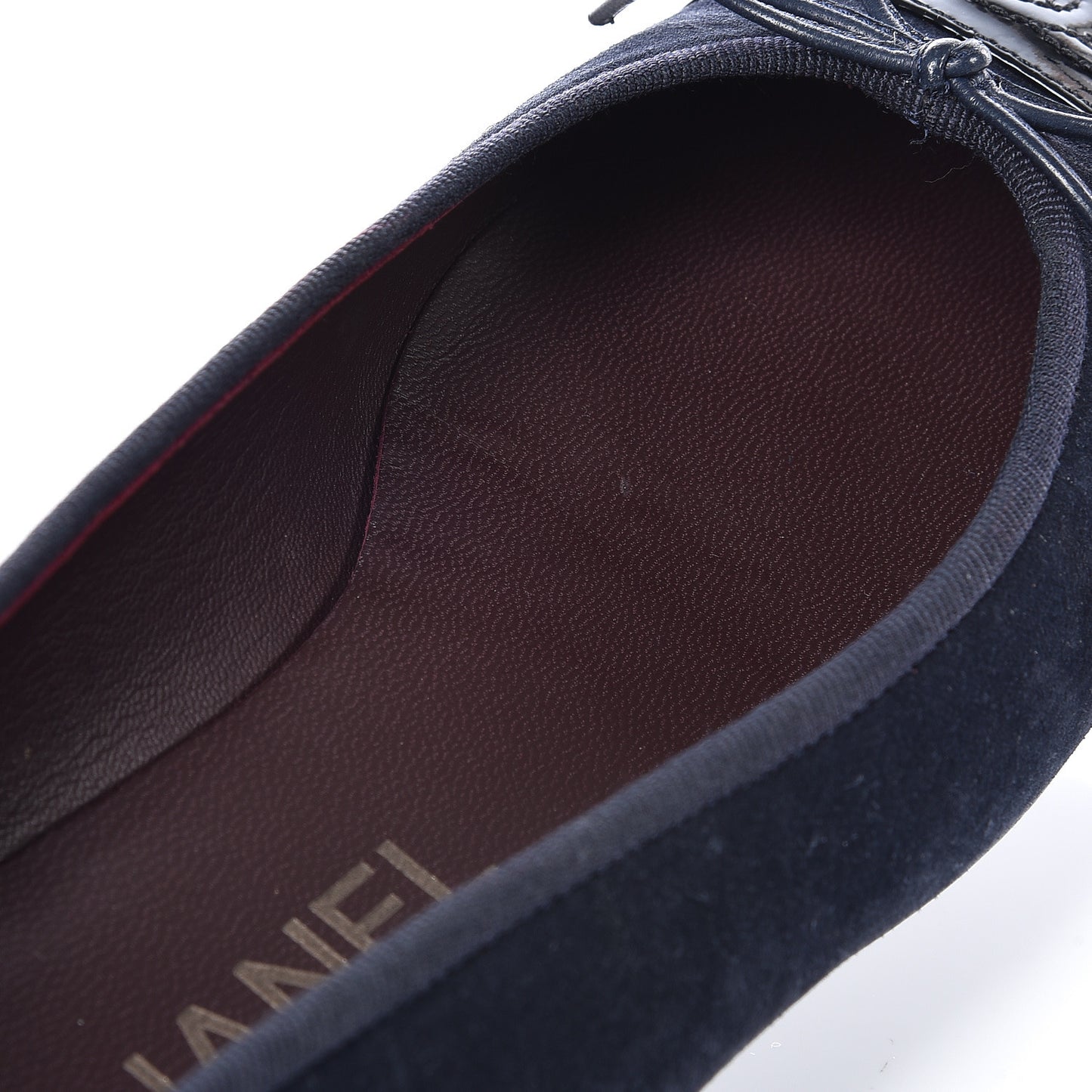 Suede Patent Cap Toe CC Ballerina Flats 35 Marine Black