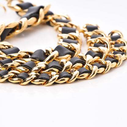 Chanel Lambskin Chain Necklace Gold Black 6 of 7