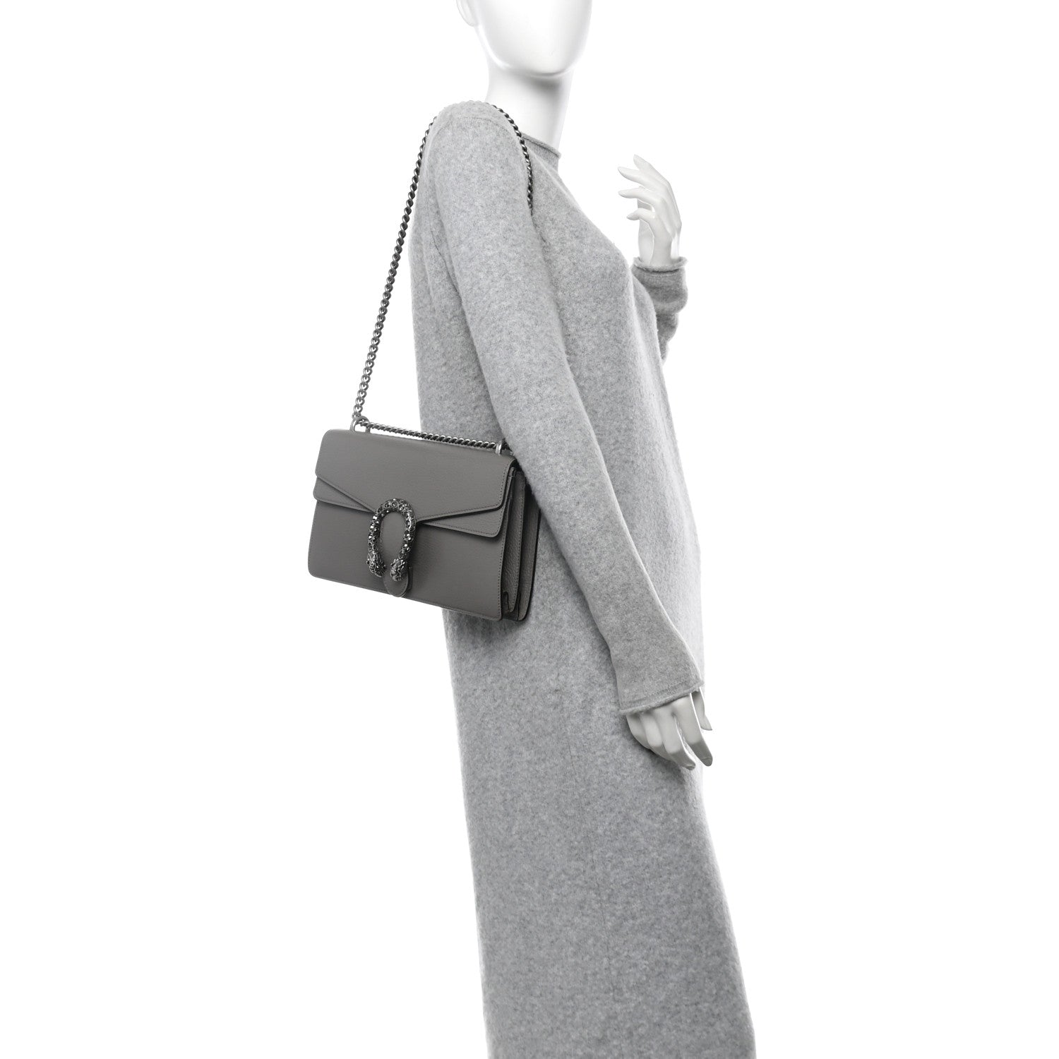 Gucci Pebbled Calfskin Small Dionysus Shoulder Bag Dusty Grey 2 of 13