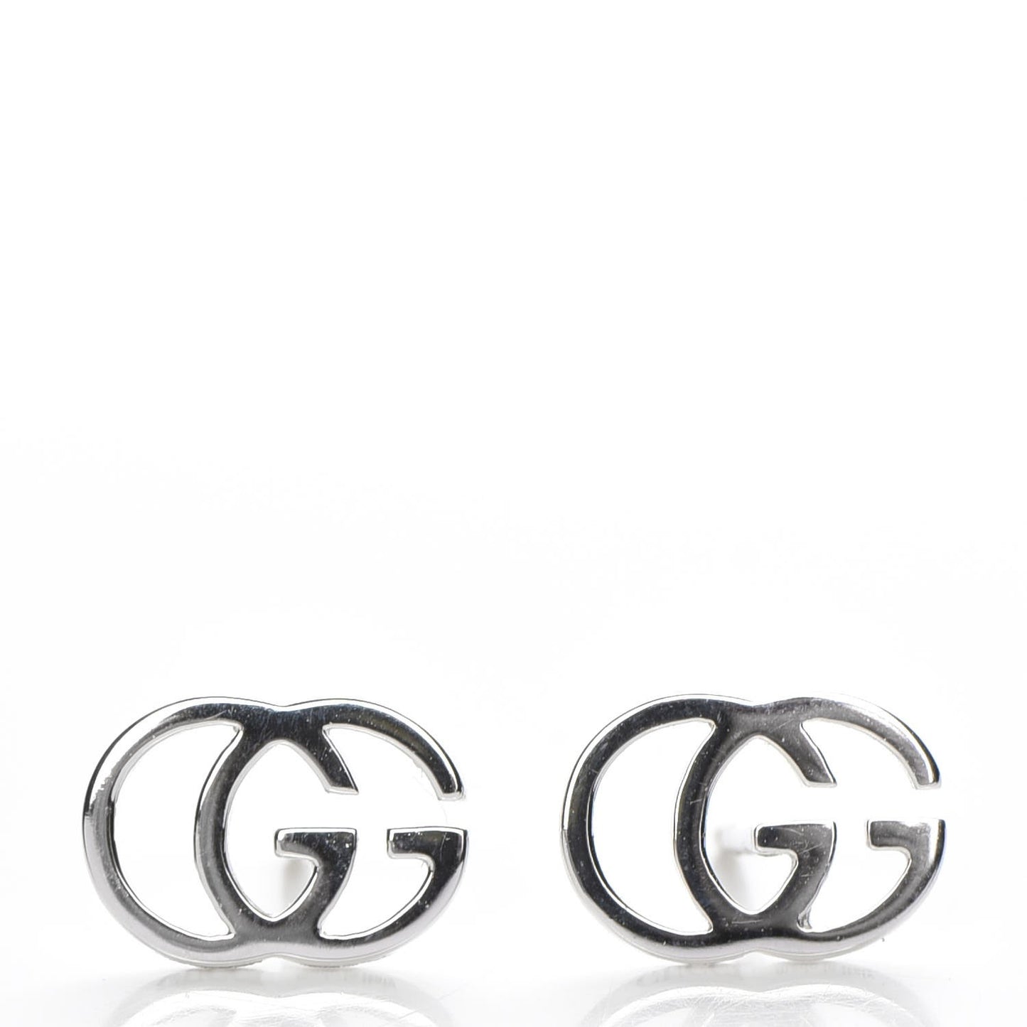 18K White Gold GG Tissue Stud Earrings
