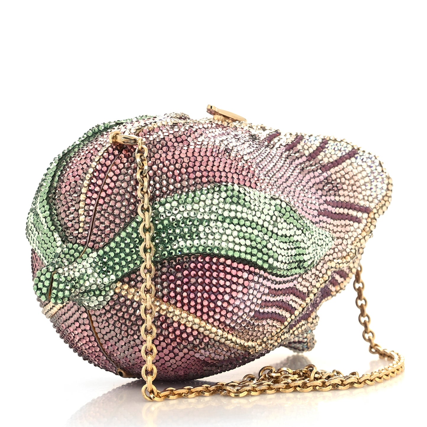 Crystal Tulip Minaudiere Chain Clutch Amethyst