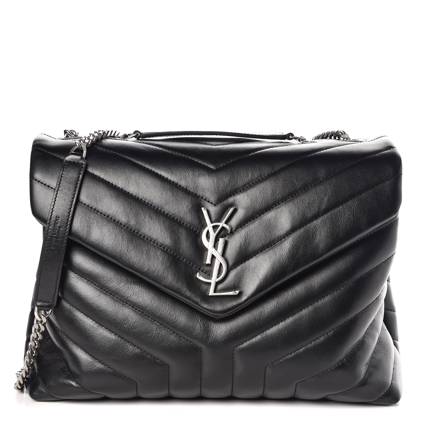 Saint Laurent Calfskin Y Quilted Monogram Medium Loulou Chain Satchel Black 1 of 9
