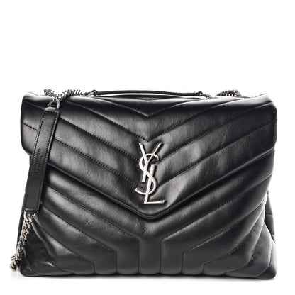 Saint Laurent Calfskin Y Quilted Monogram Medium Loulou Chain Satchel Black 1 of 9