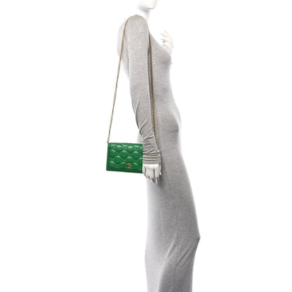 Gucci Calfskin GG Matelasse Chain Wallet Spring Green 2 of 11