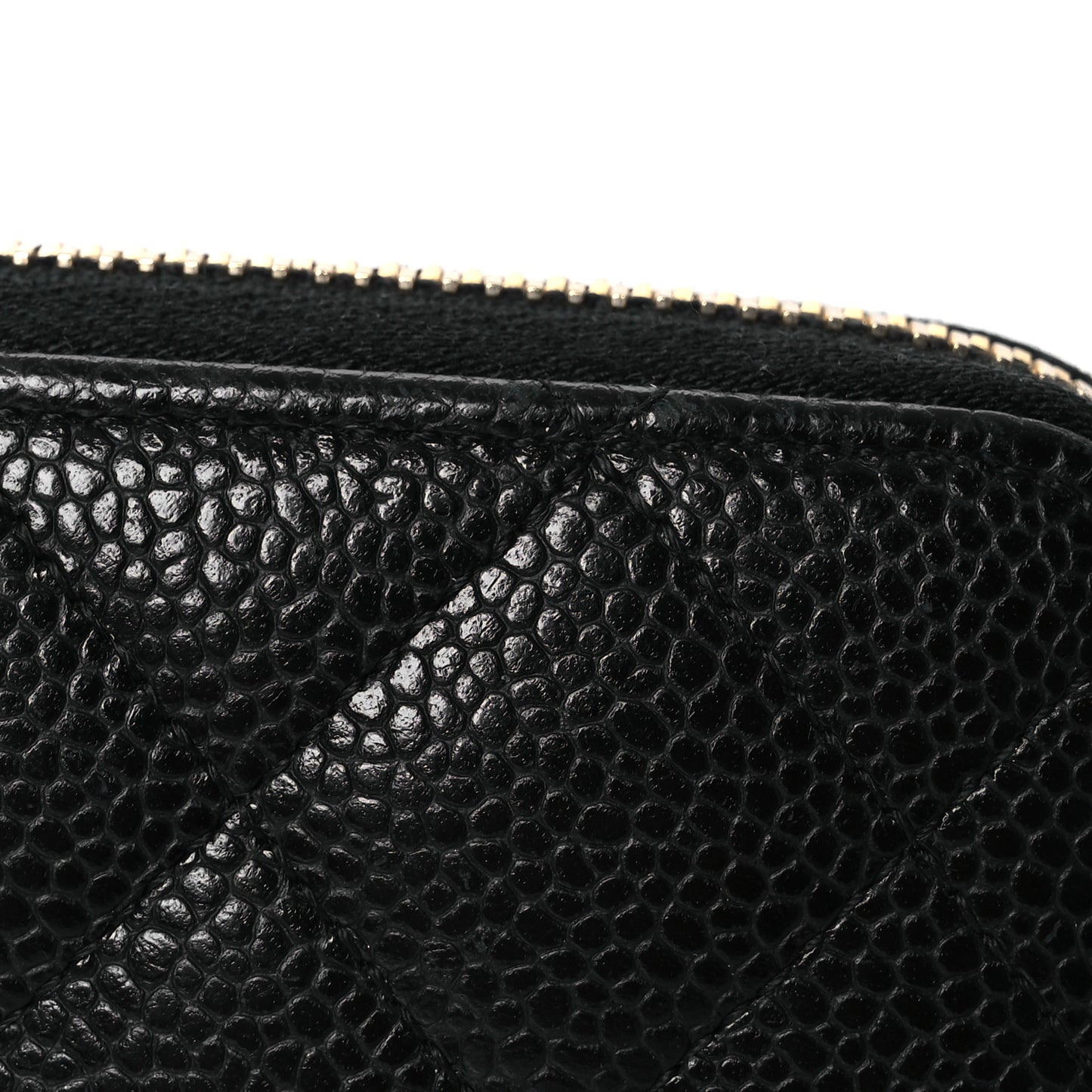 Caviar Quilted Large Gusset Zip Around Wallet Black