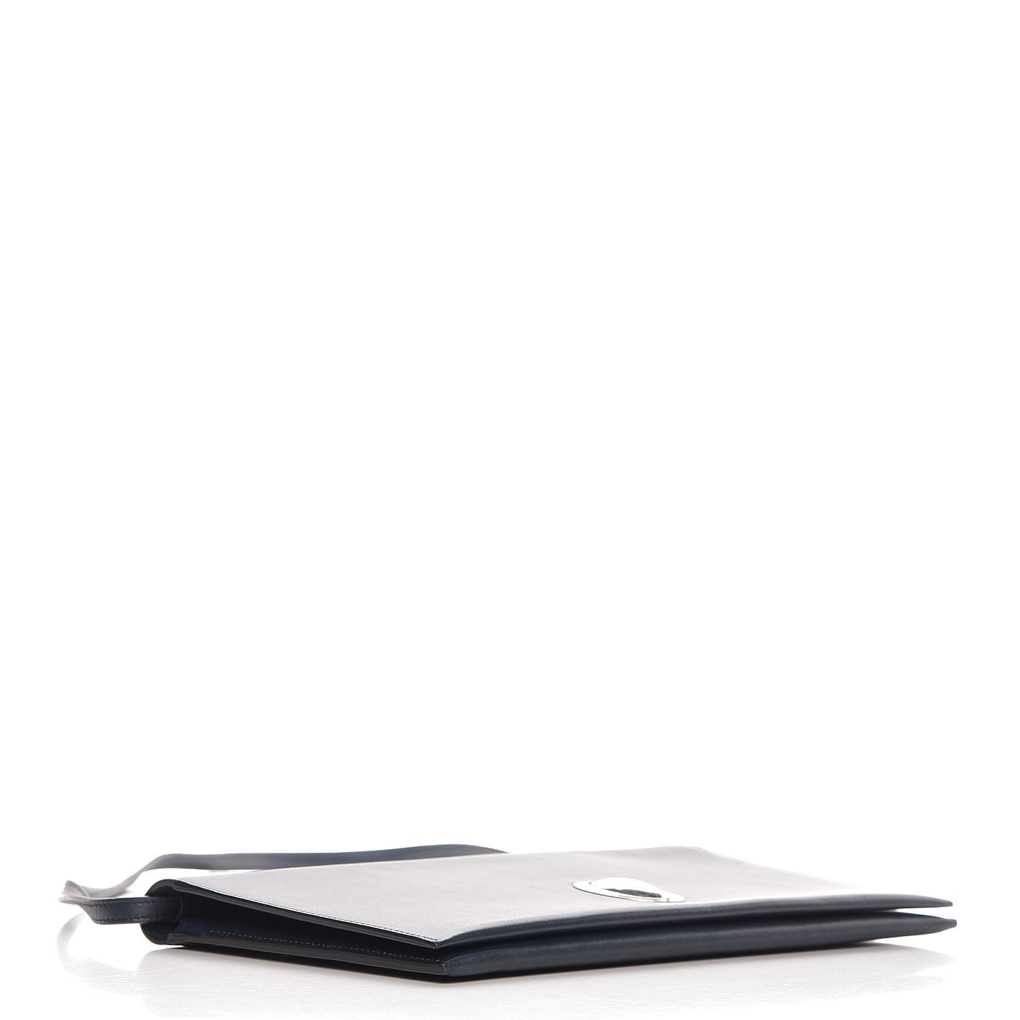 Smooth Calfskin Oval Clutch Navy
