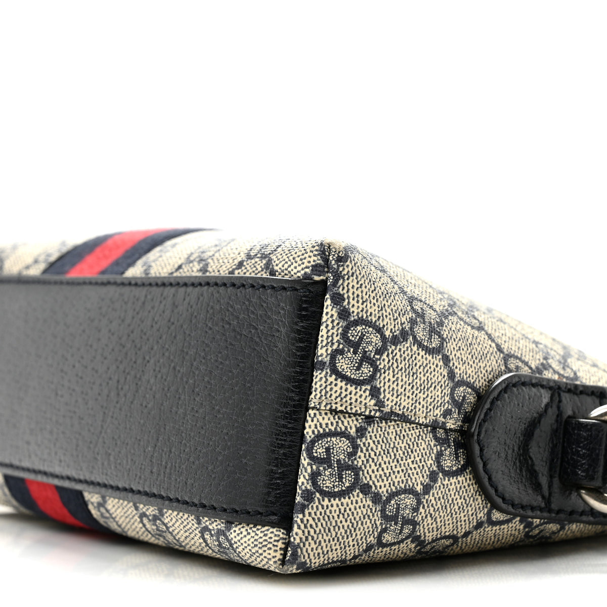 Gucci GG Supreme Monogram Textured Dollar Calfskin Web Small Ophidia Dome Shoulder Bag Beige Blue 10 of 14