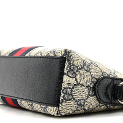 Gucci GG Supreme Monogram Textured Dollar Calfskin Web Small Ophidia Dome Shoulder Bag Beige Blue 10 of 14