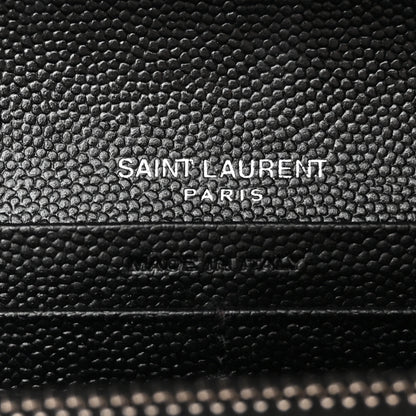 Saint Laurent Grain De Poudre Matelasse Chevron Monogram Flap Wallet Black 5 of 11