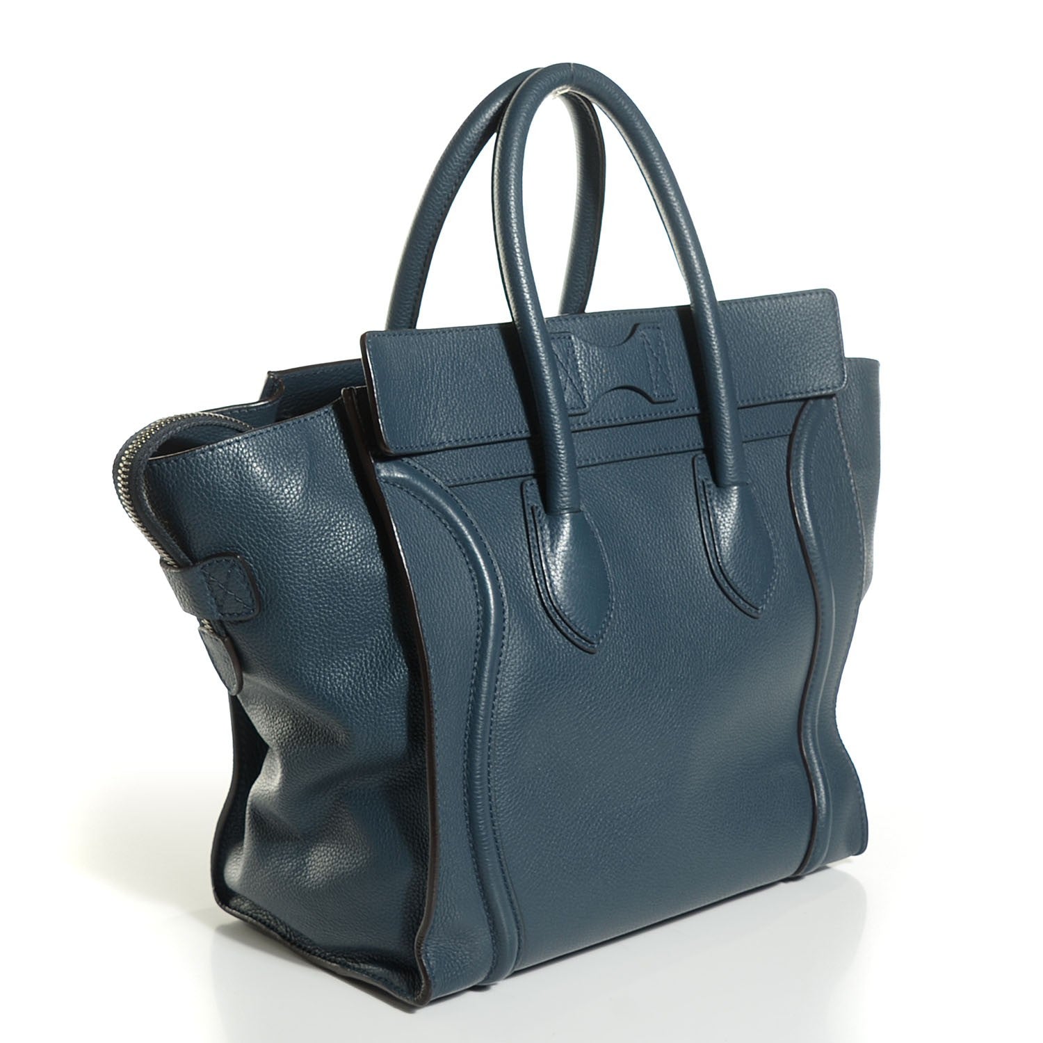 Celine Drummed Calfskin Mini Luggage Blue 3 of 8