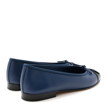 Chanel Lambskin Cap Toe CC Ballerina Flats 36 Dark Blue Black 5 of 10