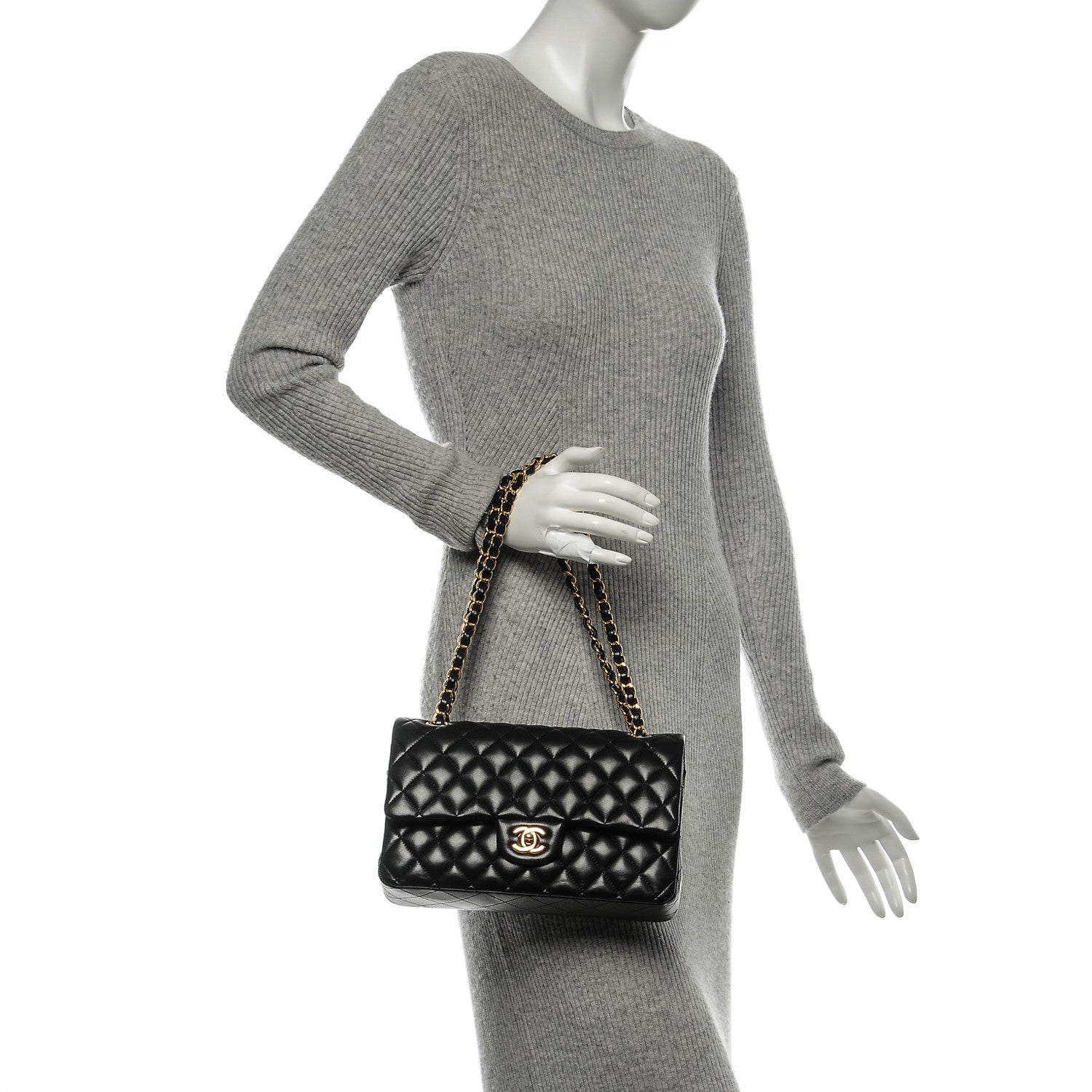 Chanel Lambskin Quilted Medium Double Flap Black 2 of 8