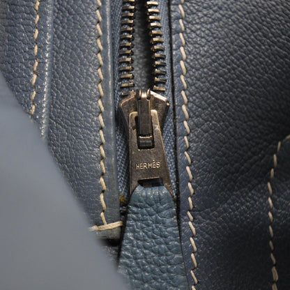 Hermes Togo Leather BIRKIN 35 Blue Jean Tote Bag 9 of 10