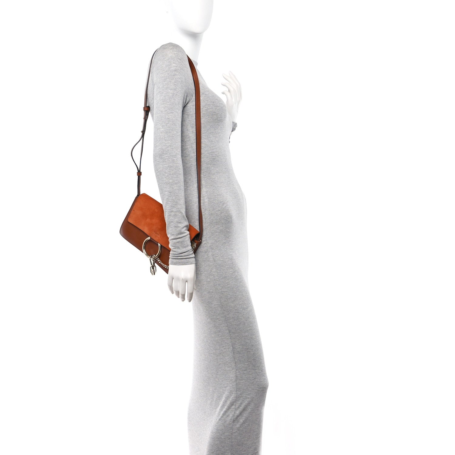 Chloe Suede Calfskin Small Faye Shoulder Bag Tobacco 2 of 16