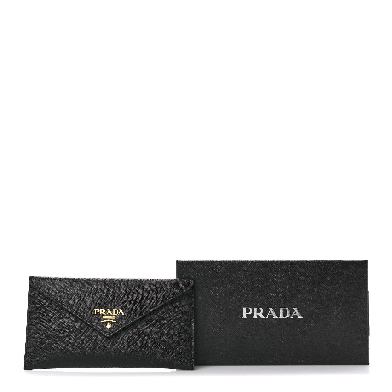 Prada Saffiano Metal Envelope Wallet Black 12 of 12