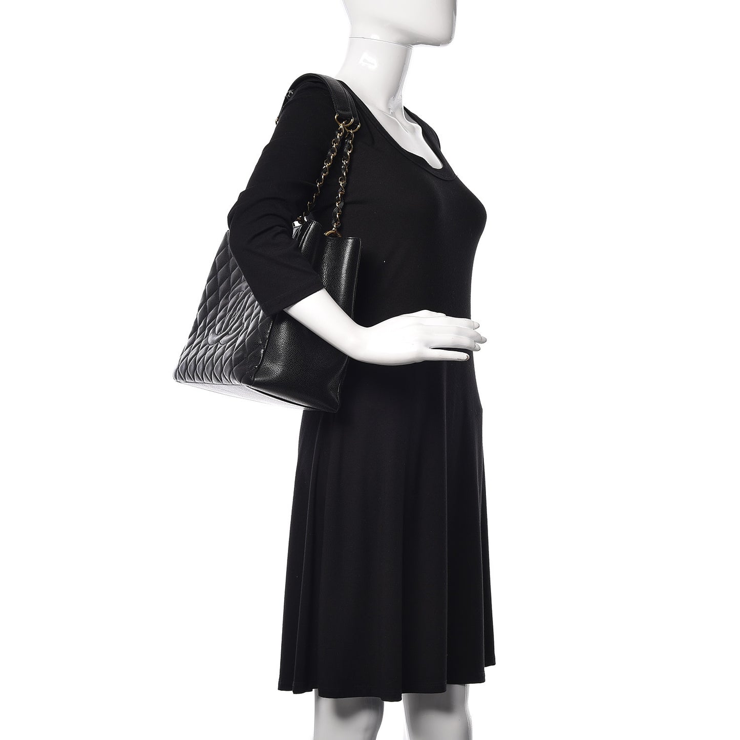Caviar Quilted Grand Shopping Tote GST Black