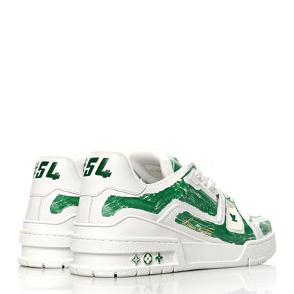 Louis Vuitton Calfskin Printed Mens LV Trainer Sneakers 8.5 Green 5 of 9
